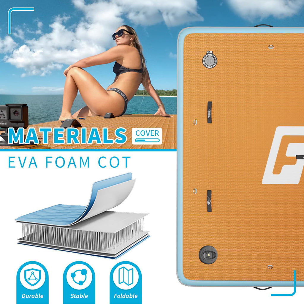 7×7' Inflatable Floating Dock with Soft Ladder W204024