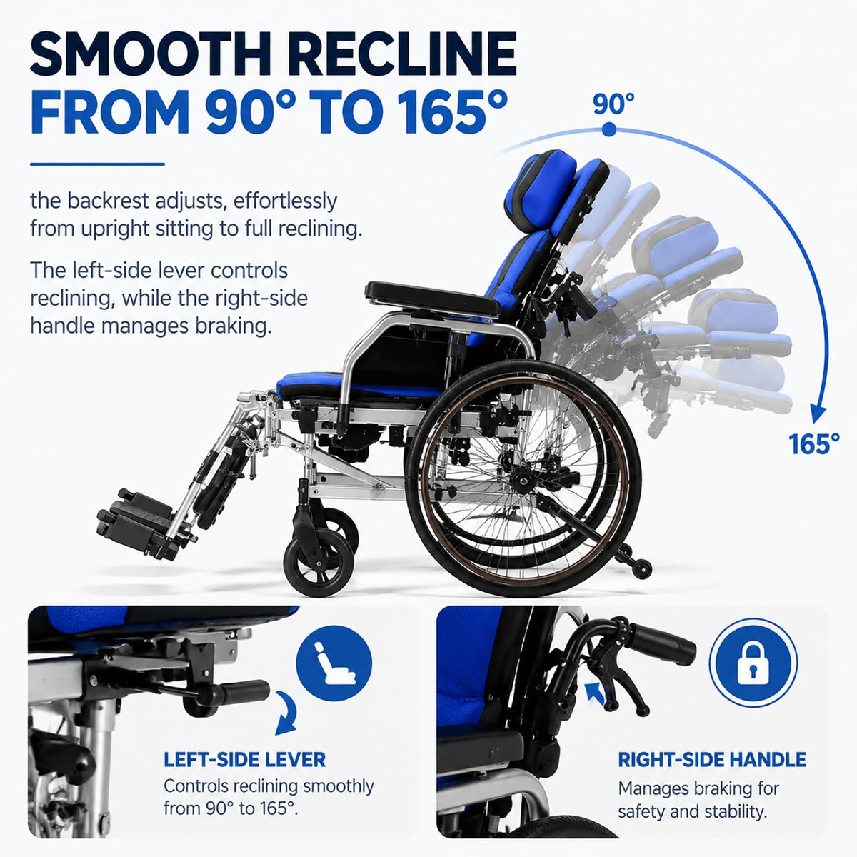 High Back Reclining Wheelchair with Elevating Leg Rests D279130