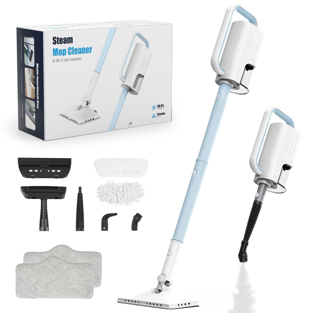 6 in1 Steam Mop Cleaner with 2 Modes, 2 Microfiber Pads, 400ML Removable Tank H728669