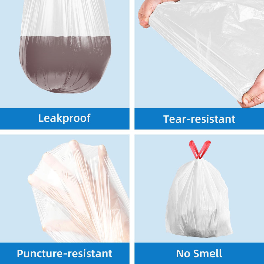13.2 Gallon Tall Kitchen Drawstring Trash Bags, 200 Count Unscented Leak Proof A919484