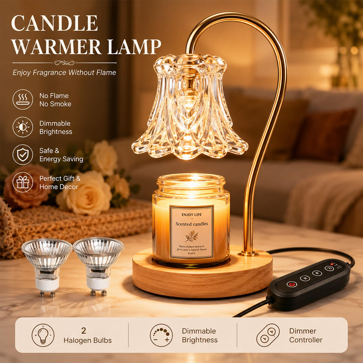 Candle Warmer Lamp with Timer Dimmable M385
