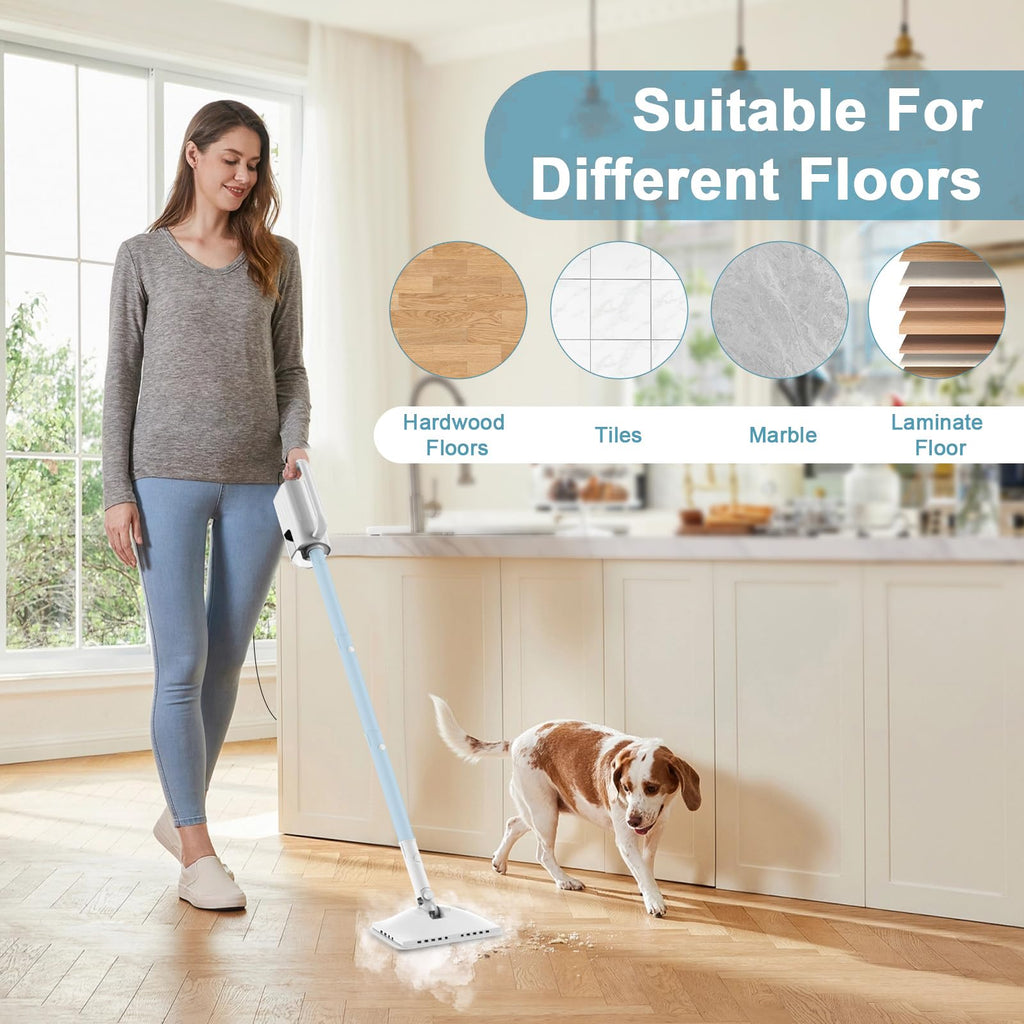 6 in1 Steam Mop Cleaner with 2 Modes, 2 Microfiber Pads, 400ML Removable Tank H728669