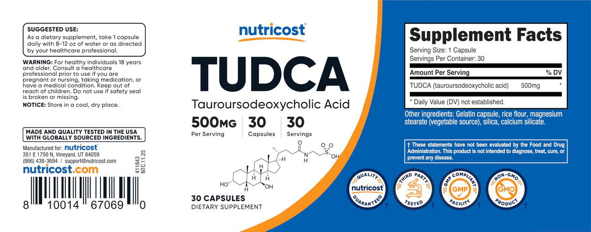 Tudca 500mg 30 Capsules Gluten Free S327