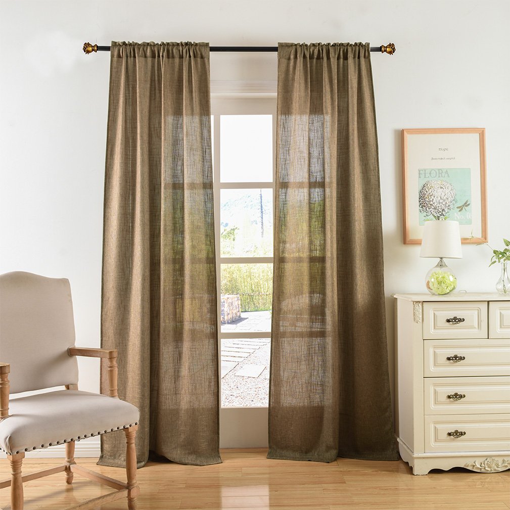 Soft Burlap Natural Tan Rod Pocket Window Curtain Panel 37" x 84" N17023