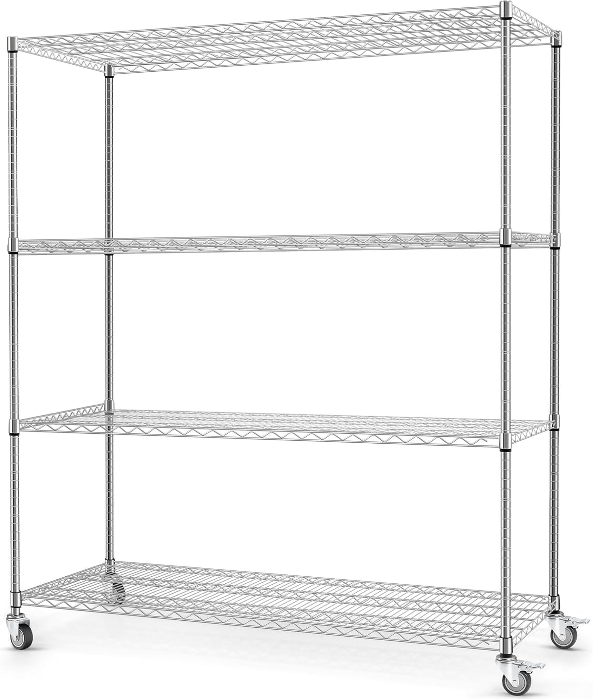60" W 4-Tier Heavy Duty Wire Shelving 72" H x 24" D Metal Storage Rack with Wheels X633