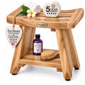 18" Solid Teak Shower Bench with Shelf U64161