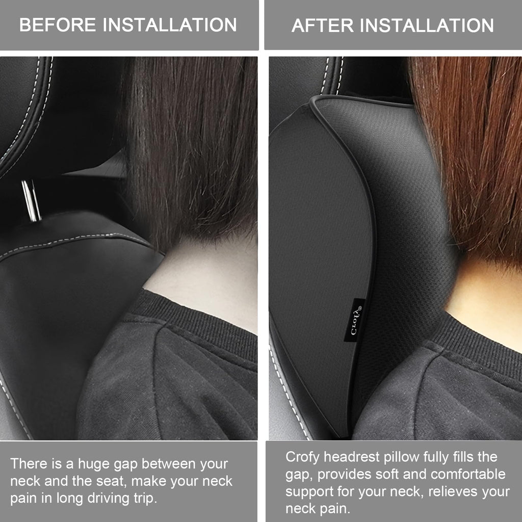 2-Pack Black Car Neck Pillow with Adjustable Strap H638