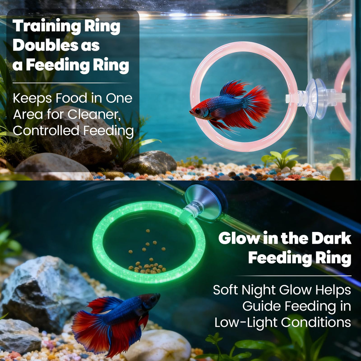 Betta Fish Tunnel Hammock Mirror Floating Ball 2 Training Ring Toys P392166
