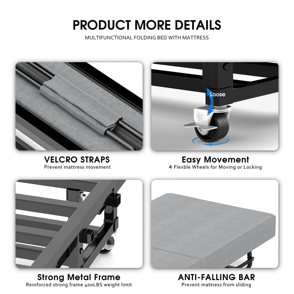 Folding Bed with Mattress F217171