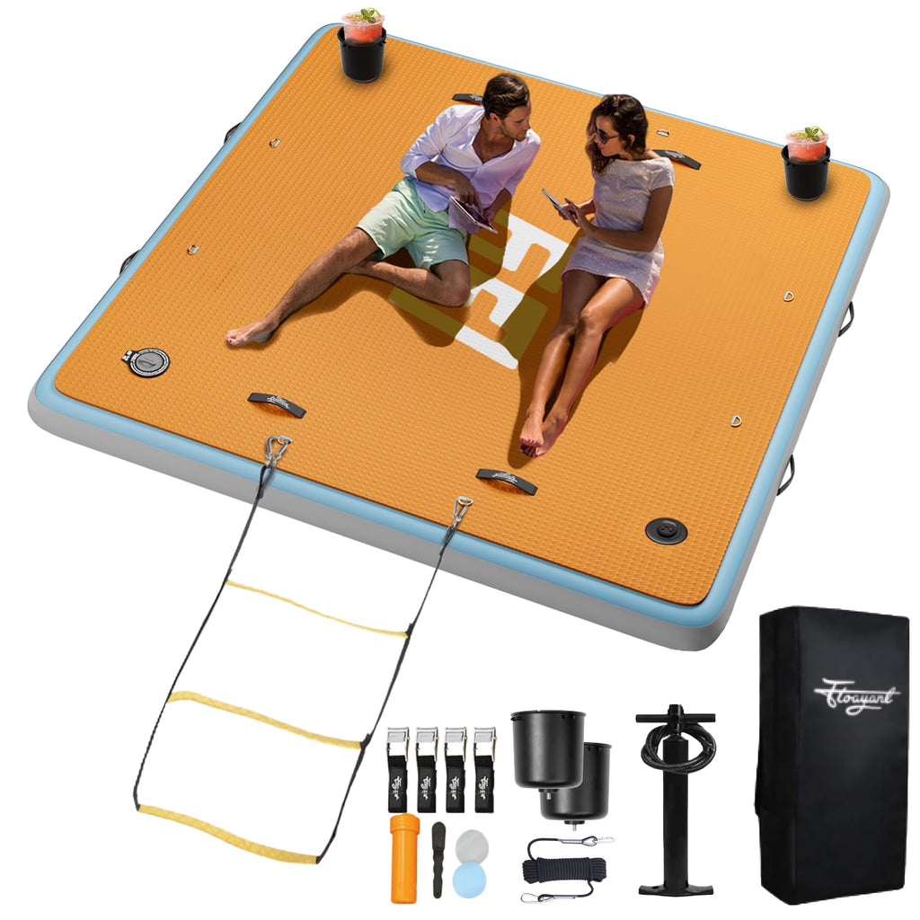 7×7' Inflatable Floating Dock with Soft Ladder W204024