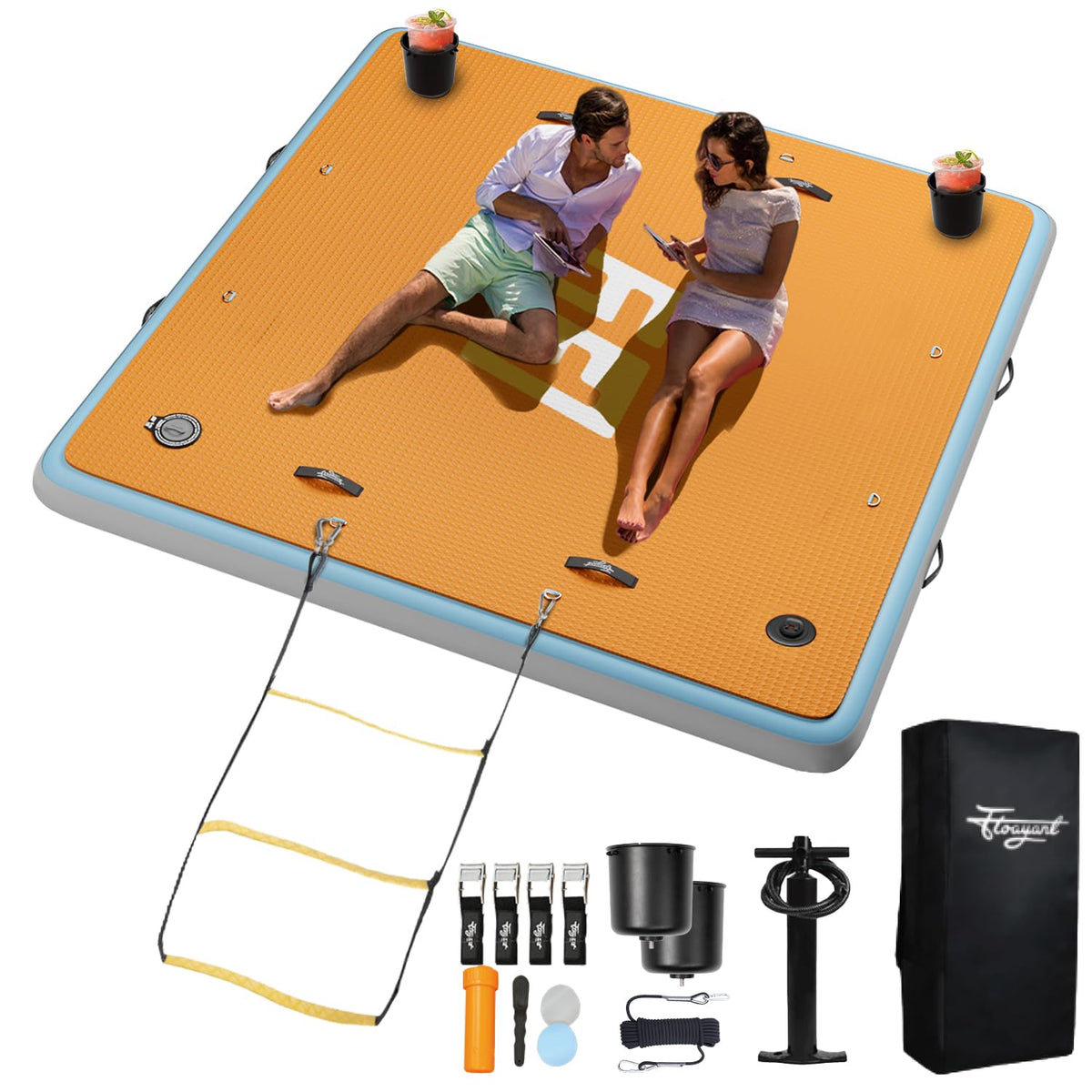 7×7' Inflatable Floating Dock with Soft Ladder W204024