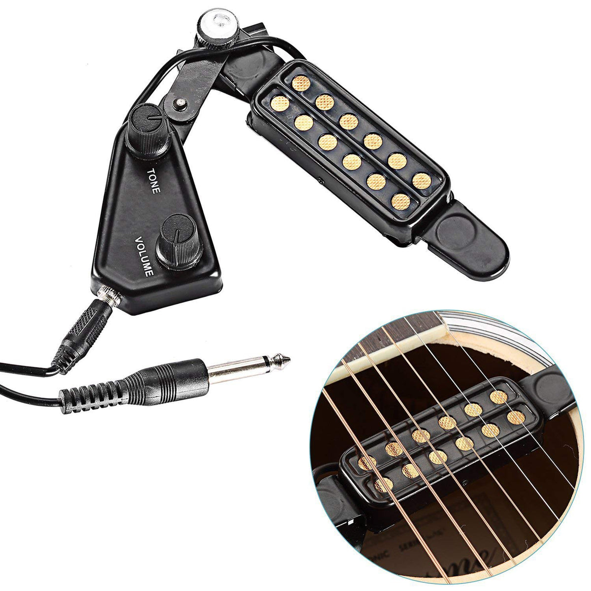 12 SoundHole Acoustic Guitar Pickup with Tone and Volume Control U465429