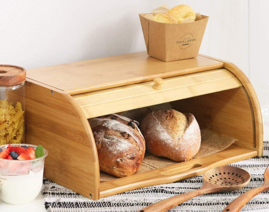 Large Natural Bamboo Roll Top Bread Box X83220