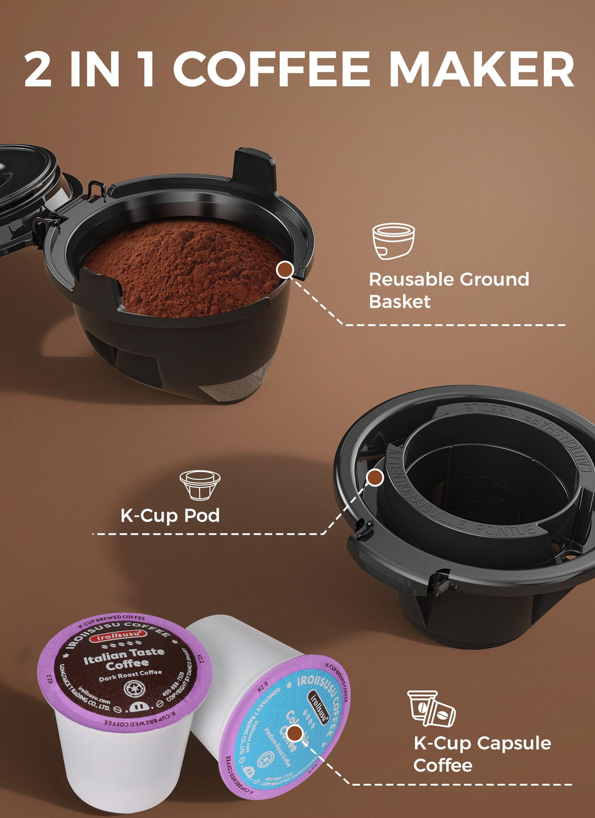 Single Serve Coffee Maker with 40 Oz Water Tank, Satin Black M698356