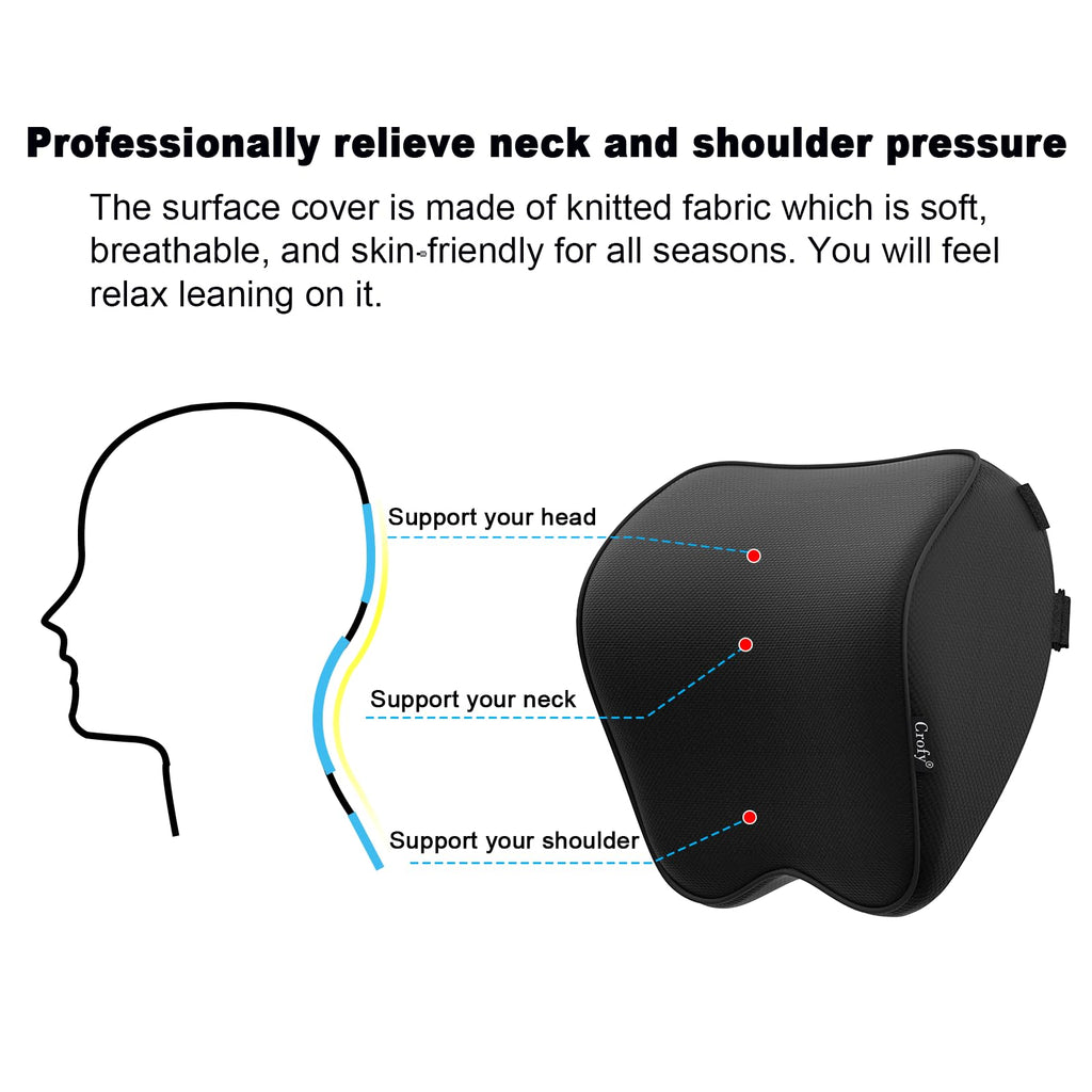 2-Pack Black Car Neck Pillow with Adjustable Strap H638