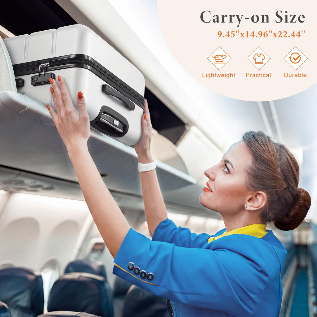 20 Inch White Hard Shell Suitcase G2798