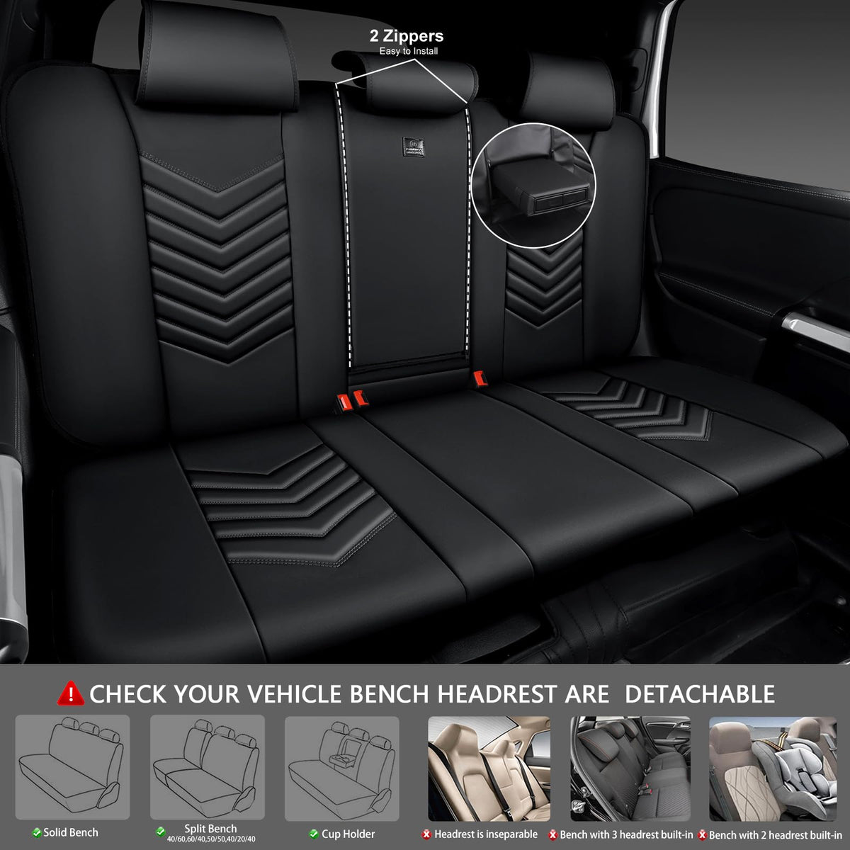 3D Foam Faux Leather Seat Covers Full Set H89774