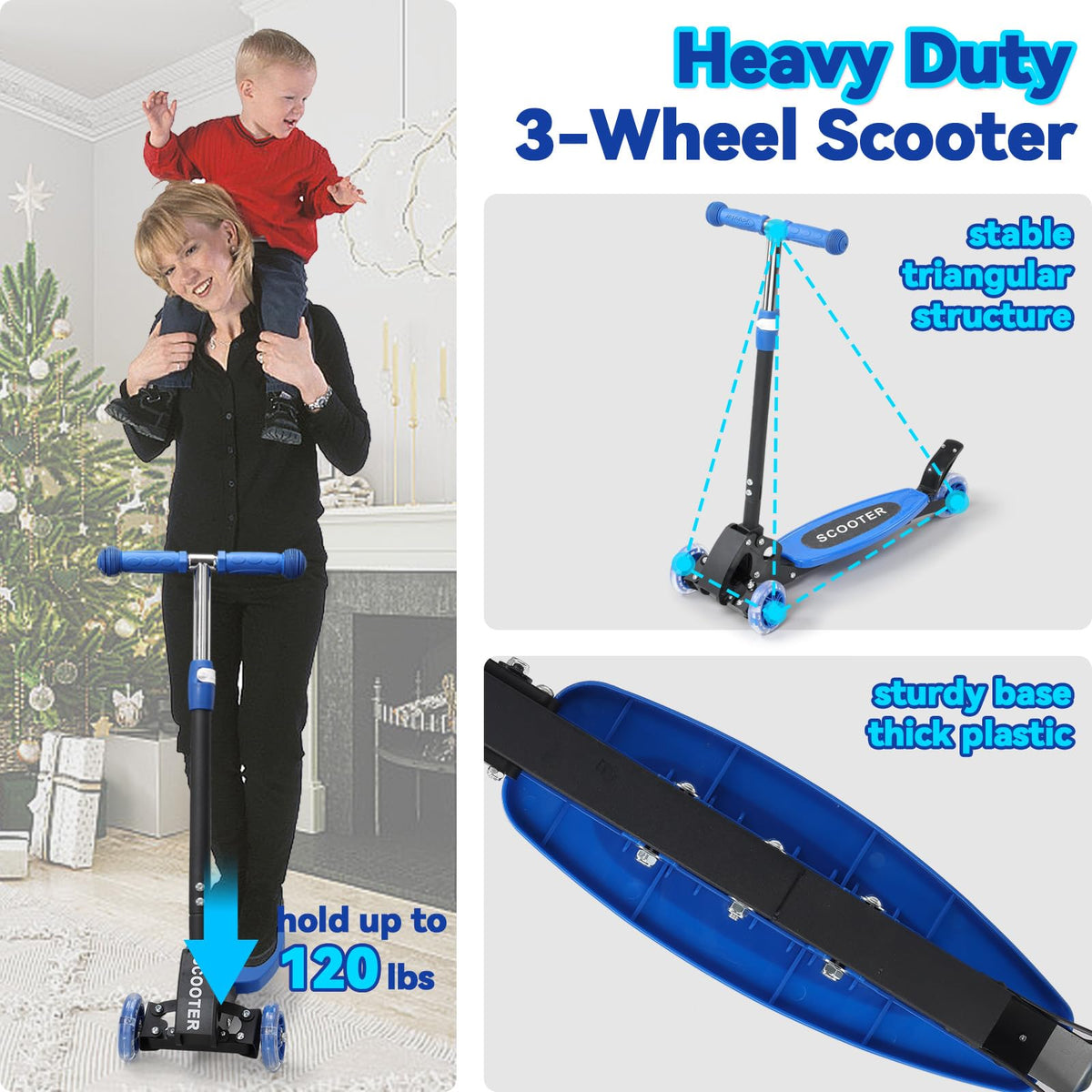 3 Wheel Kick Scooter with Extra-Wide Deck P2105
