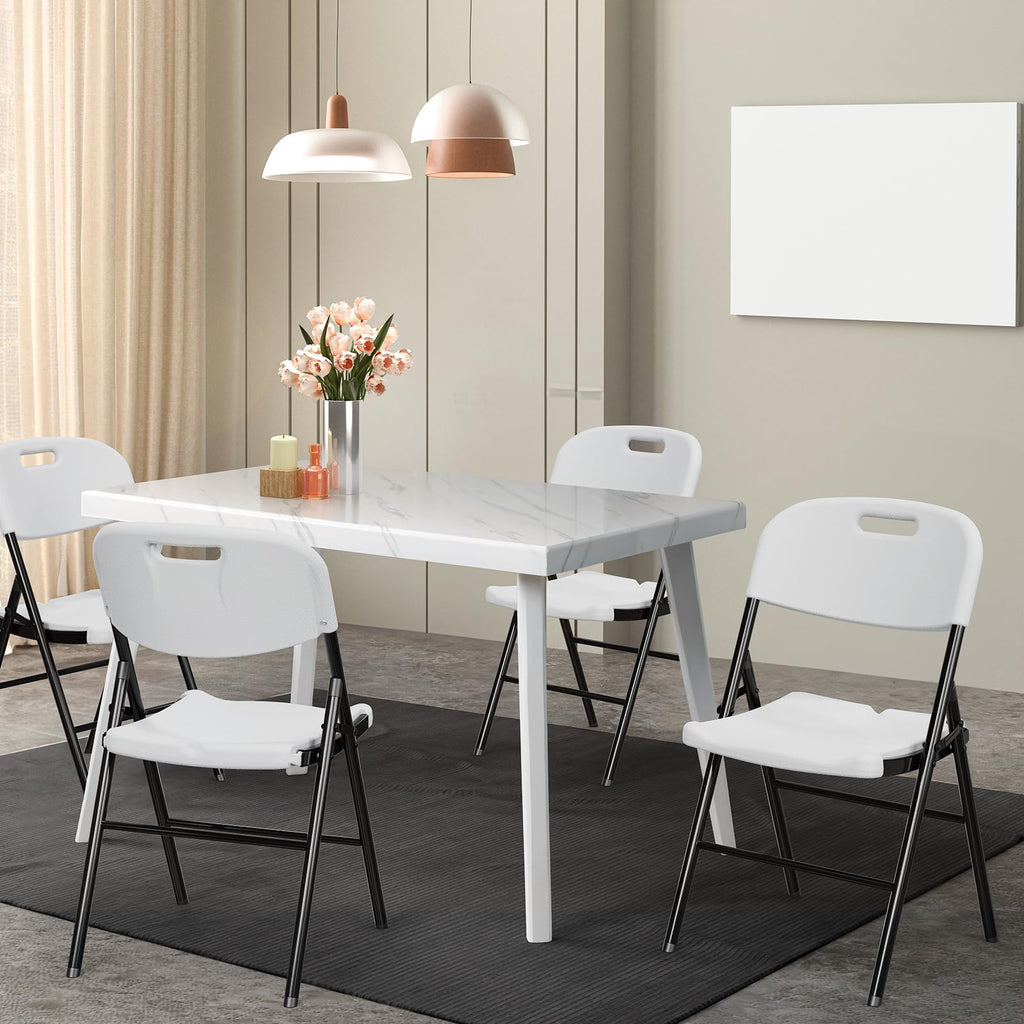 White 10 Pack HDPE Folding Chairs with Steel Frame Q958623
