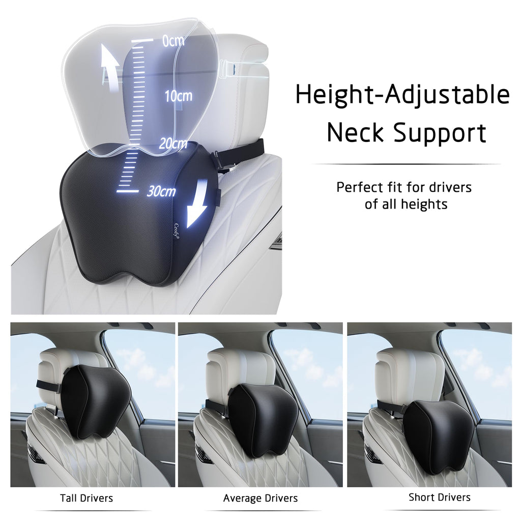 2-Pack Black Car Neck Pillow with Adjustable Strap H638