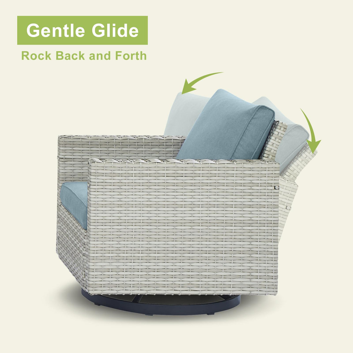 6 Piece Wicker Patio Conversation Set with Swivel Rocker Chairs and Ottoman M1864