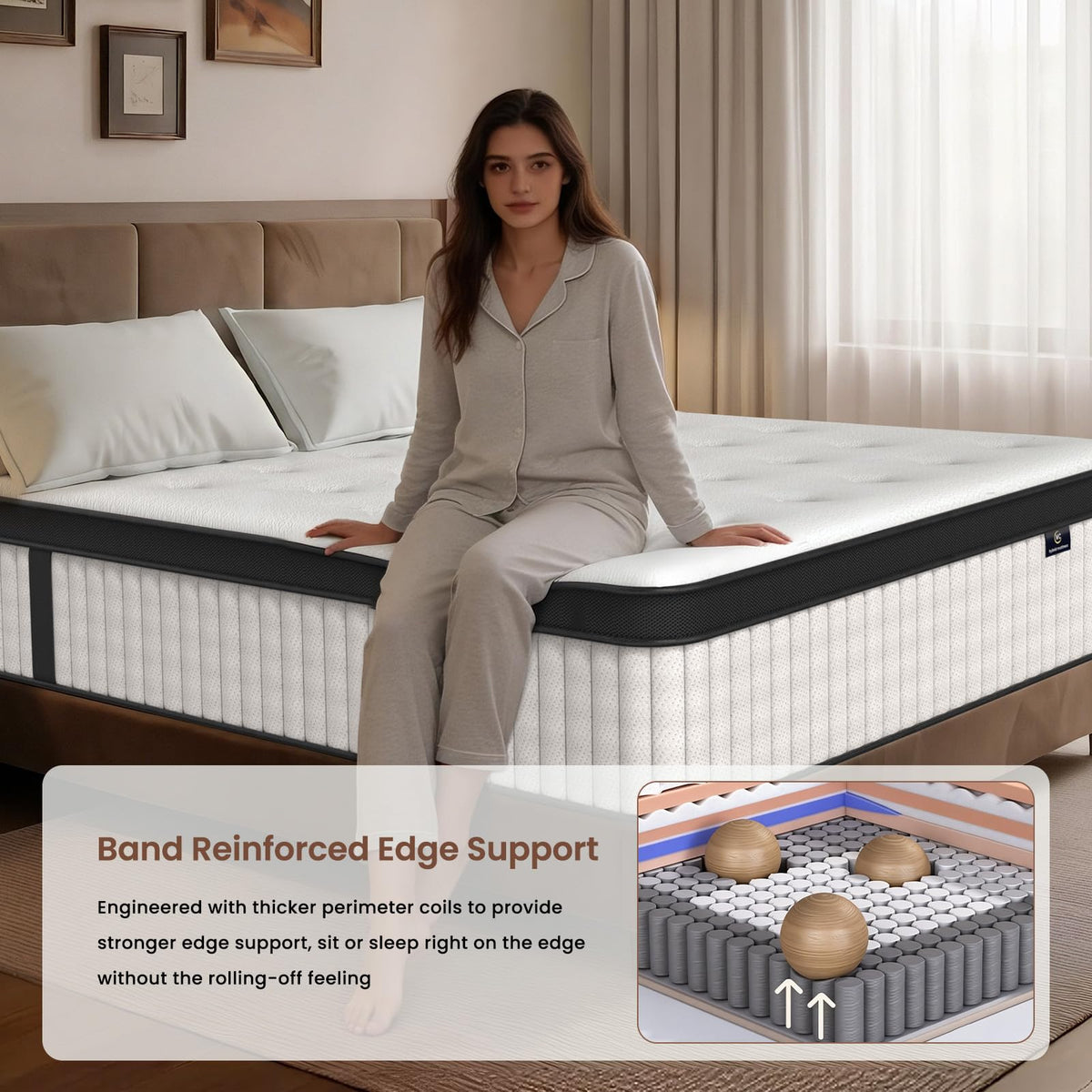 12 Inch Fiberglass Free Hybrid Mattress L931990