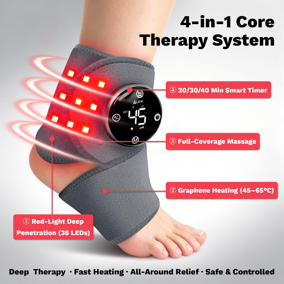 Cordless Heated Foot Massager Wrap with Red Light V90772