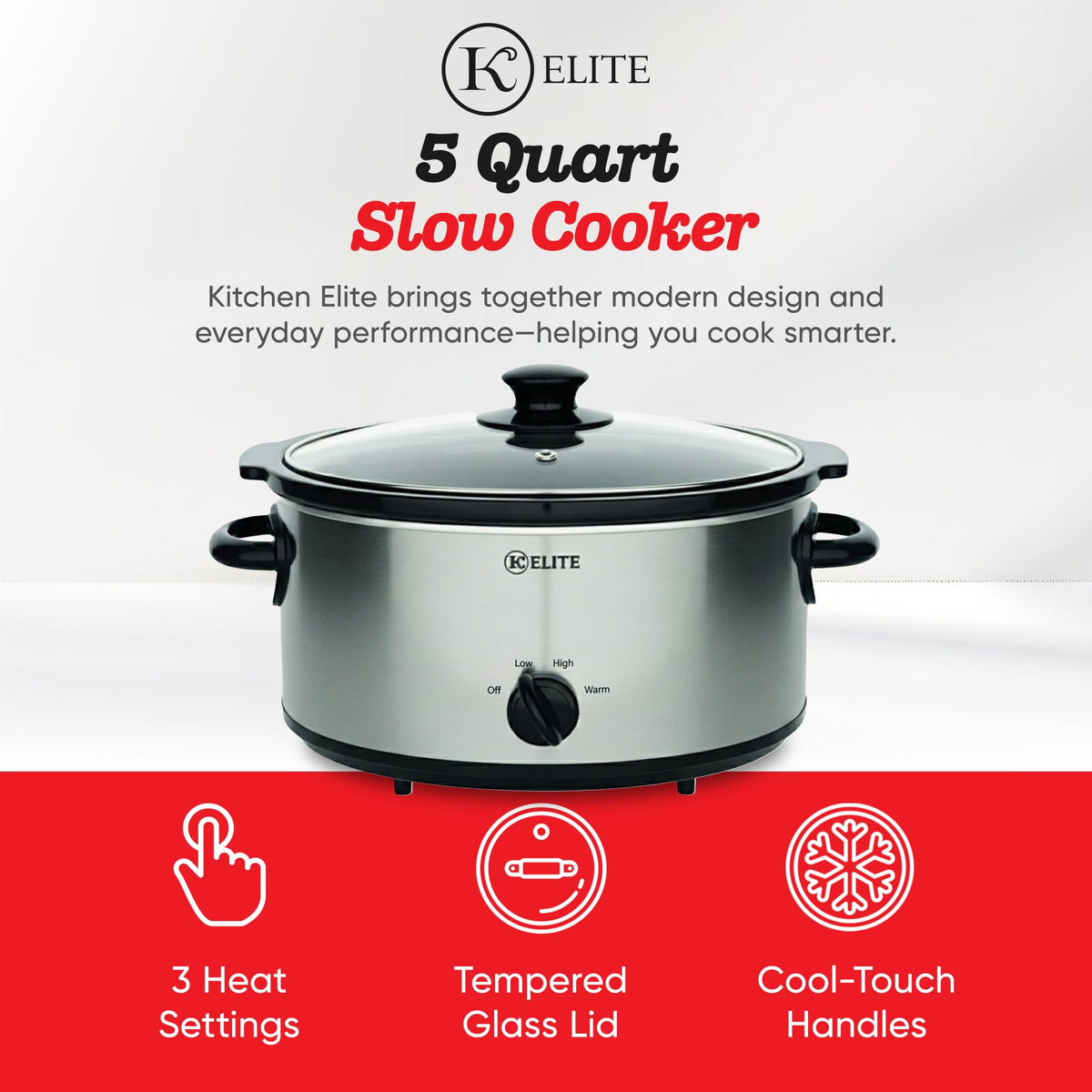 Stainless Steel 5 Quart Slow Cooker V877