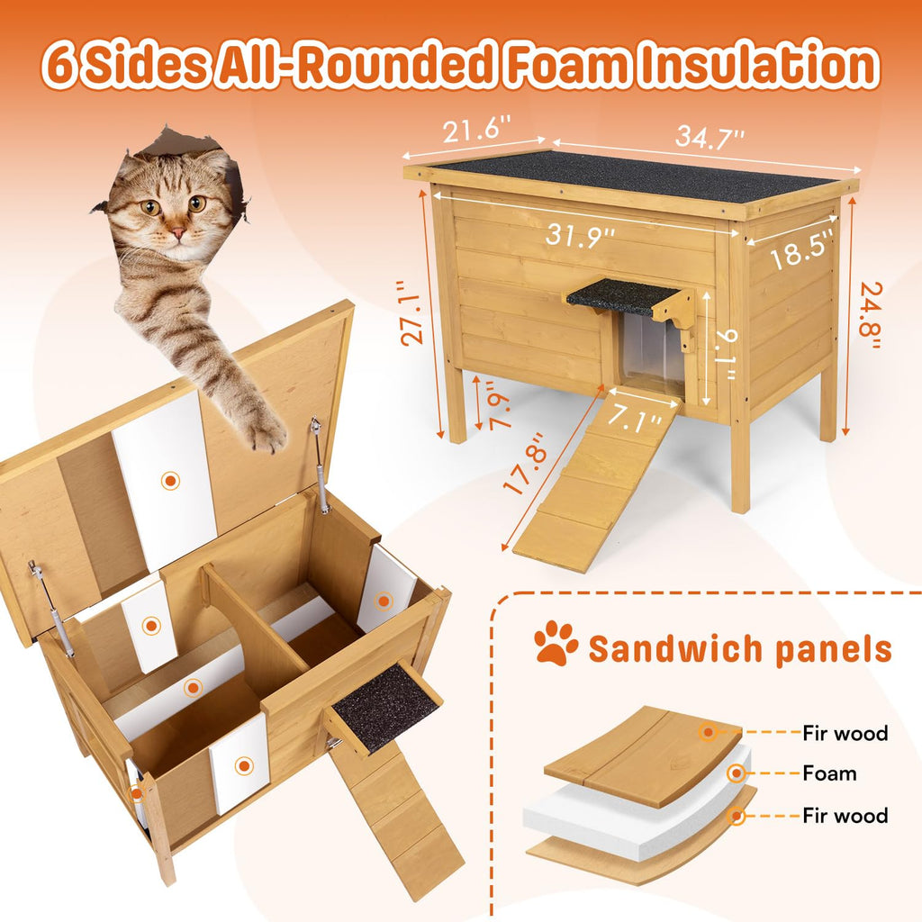 Large Insulated Weatherproof Outdoor Cat House A785