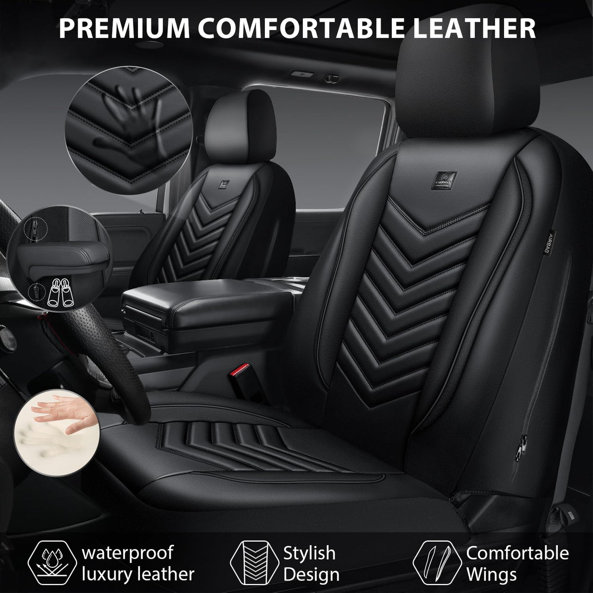 3D Foam Faux Leather Seat Covers Full Set H89774