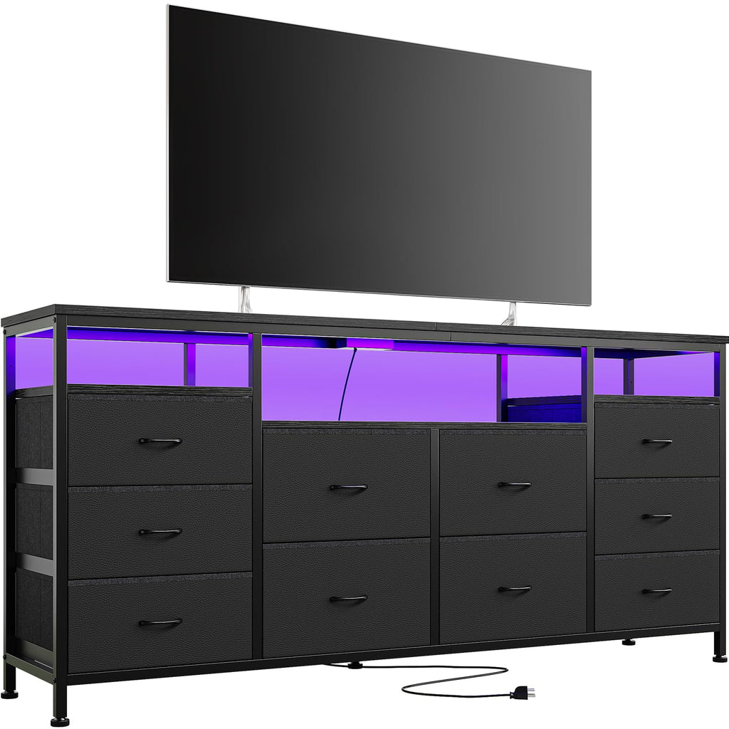 Black 10 Drawer Dresser TV Stand L8832