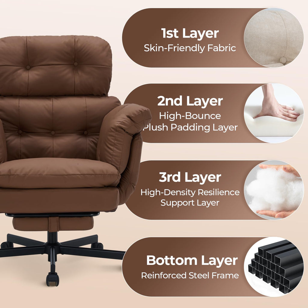 Brown Ergonomic Office Chair with Foot Rest M65019