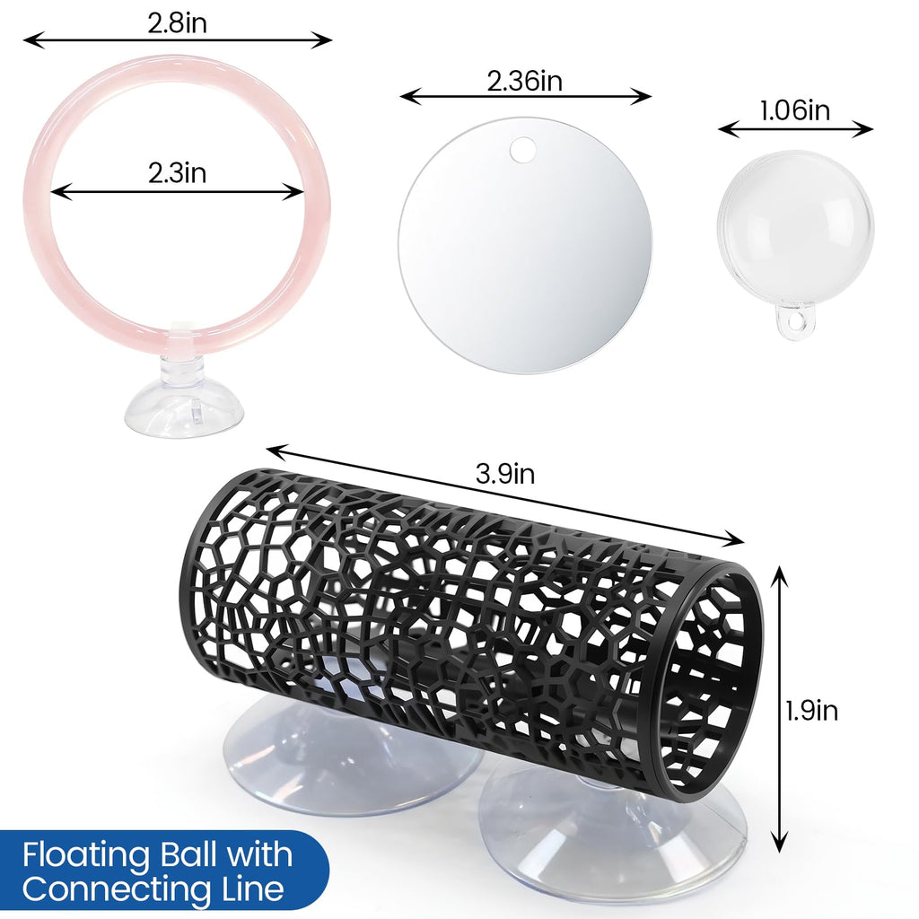 Betta Fish Tunnel Hammock Mirror Floating Ball 2 Training Ring Toys P392166