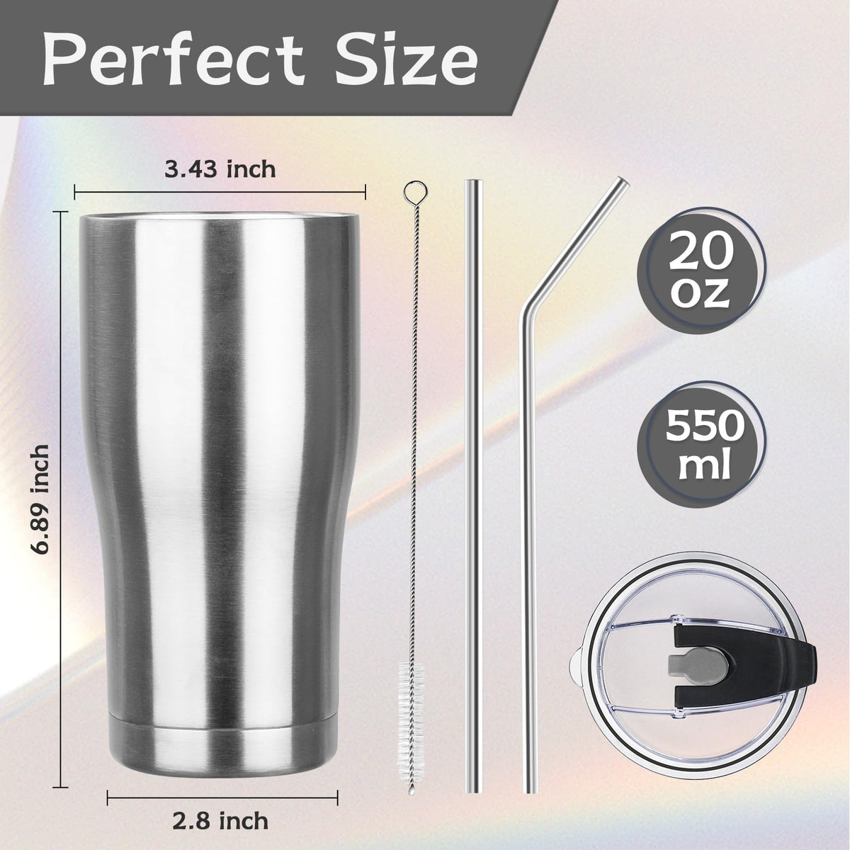 20oz Insulated Tumbler with Lid Straw R586