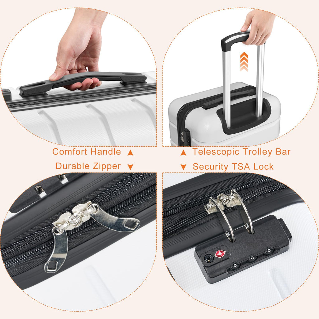 20 Inch White Hard Shell Suitcase G2798