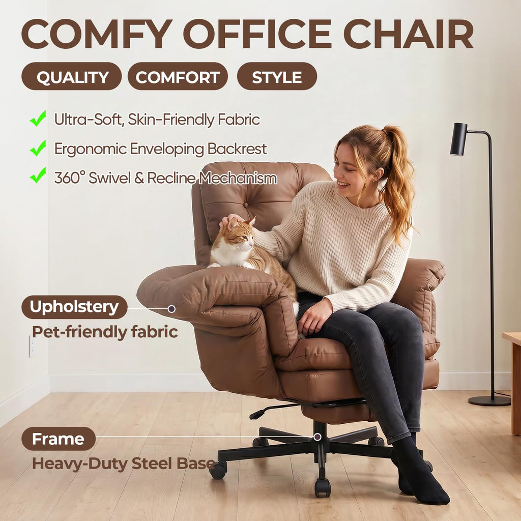 Brown Ergonomic Office Chair with Foot Rest M65019