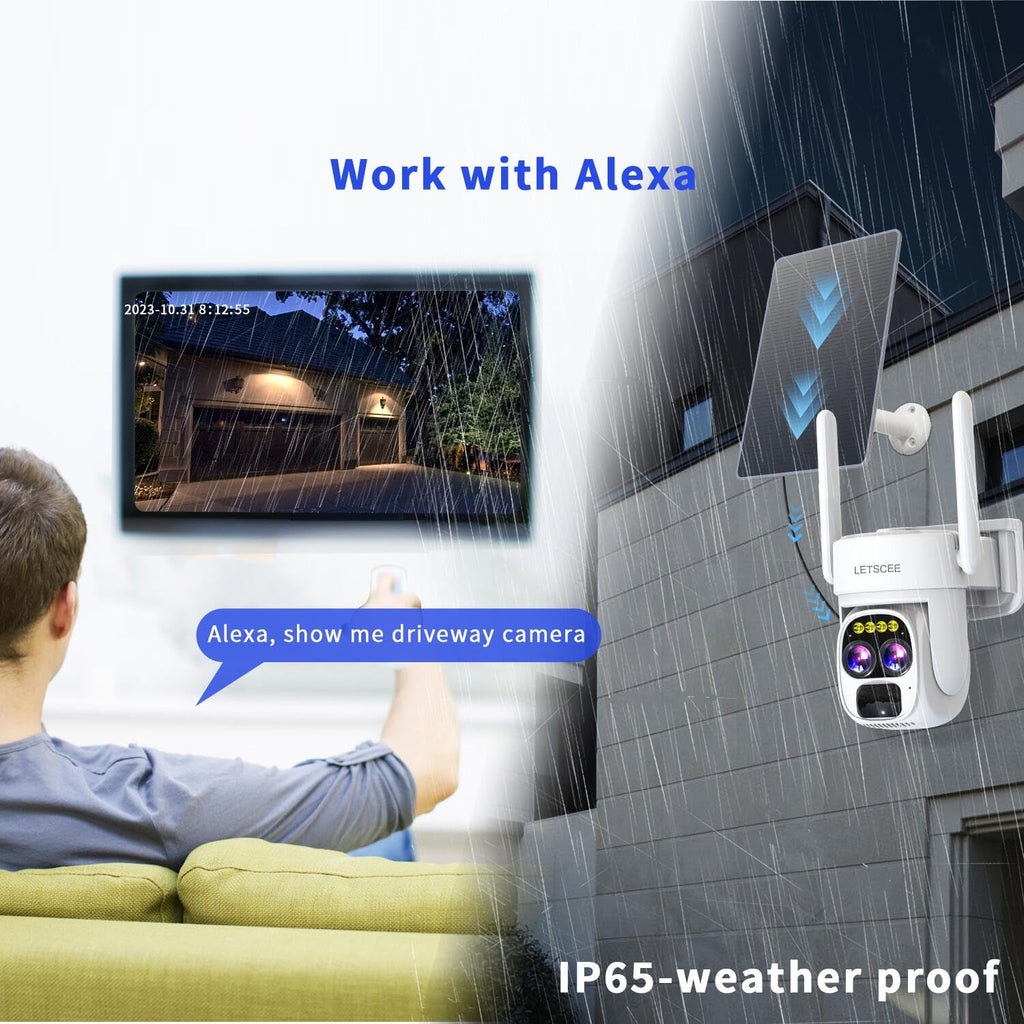 Wireless Solar Security Camera 360 PTZ Dual Lens 10x Zoom 2K F991