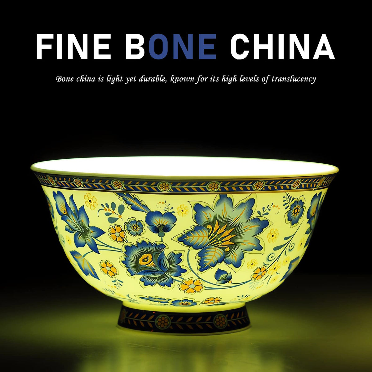 Bone China Tea Set for 6, 12 Pieces Blue and White L795202