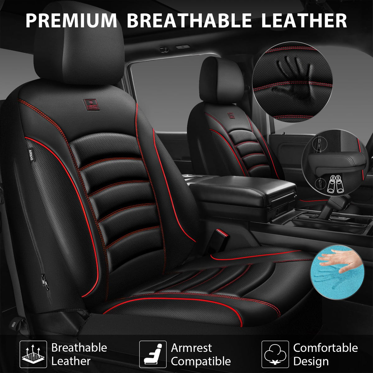 3D Foam PU Leather Car Seat Covers Full Set C89548