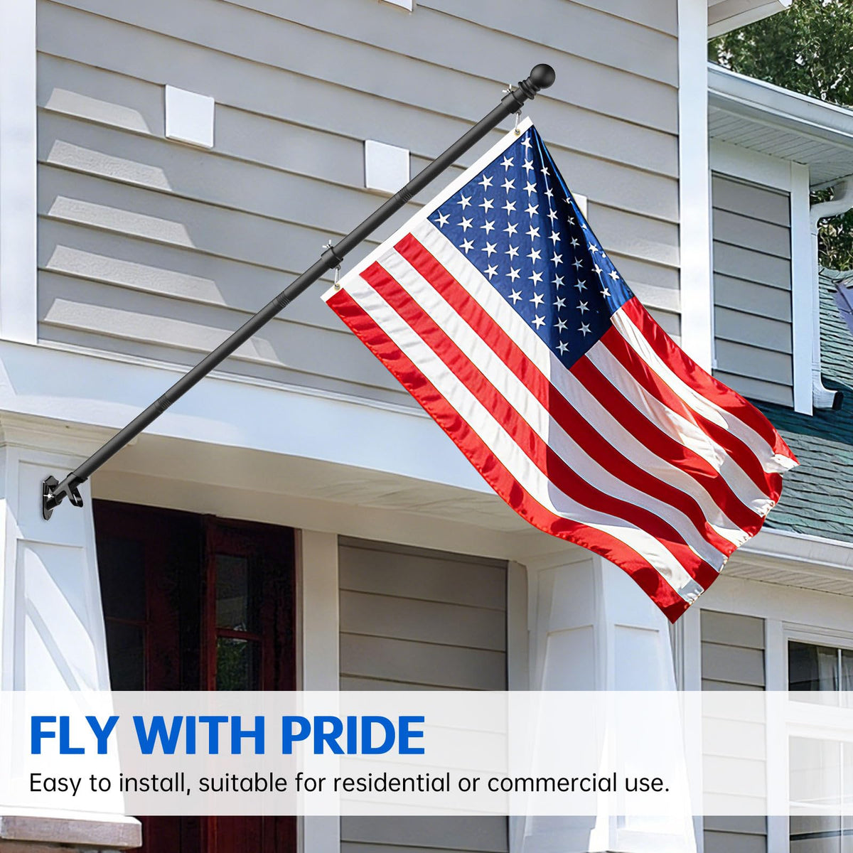 6FT Heavy Duty Tangle Free Steel Flag Pole Kit with 3x5 USA Flag W436
