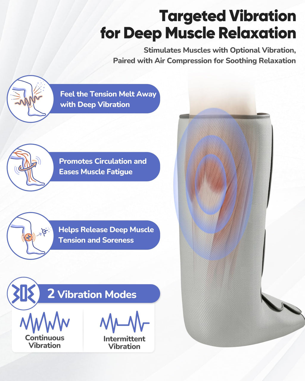 Air Compression Leg Massager with Heat, Foot and Calf Massager, 9 Intensity, 4 Modes, 3 Heating W8158