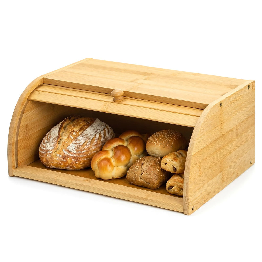 Large Natural Bamboo Roll Top Bread Box X83220