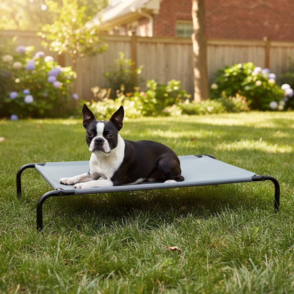 Elevated Dog Bed with Metal Frame, Grey N497417