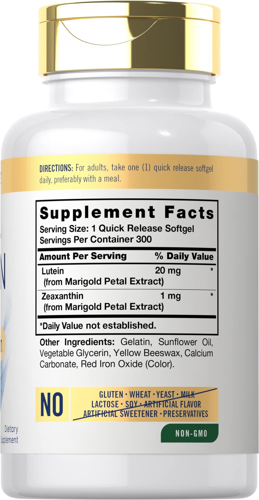Lutein and Zeaxanthin 20mg 300 Softgels N382