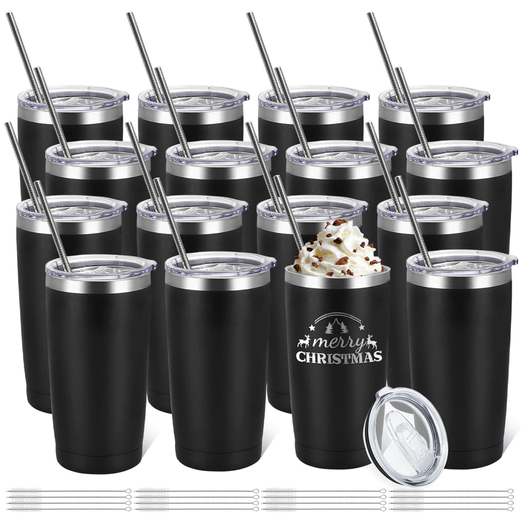 16 Pack Stainless Steel Insulated Tumbler 20oz Black X343785