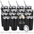 16 Pack Stainless Steel Insulated Tumbler 20oz Black X343785