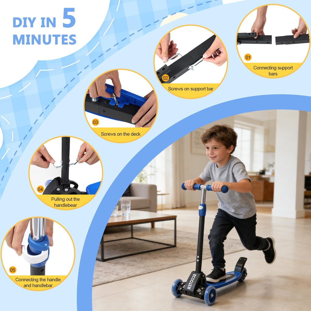 Foldable Metal 3 Wheel Scooter with Adjustable Heights G498