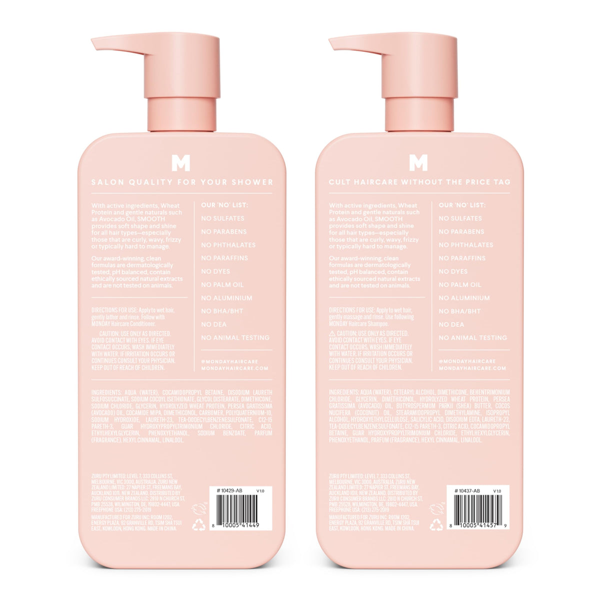 Smooth Shampoo + Conditioner Set 2 Count 27 oz Coconut Oil Shea Butter M4698