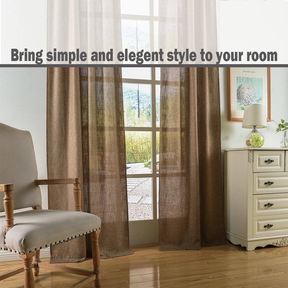 Soft Burlap Natural Tan Rod Pocket Window Curtain Panel 37" x 84" N17023