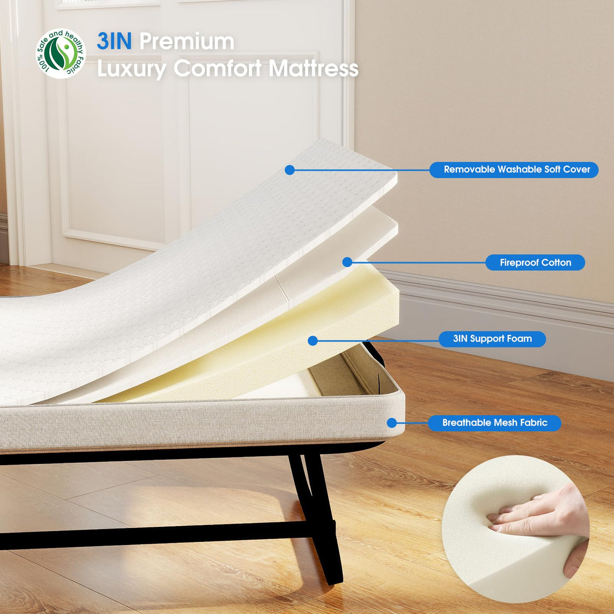 Folding Bed with Mattress F217171